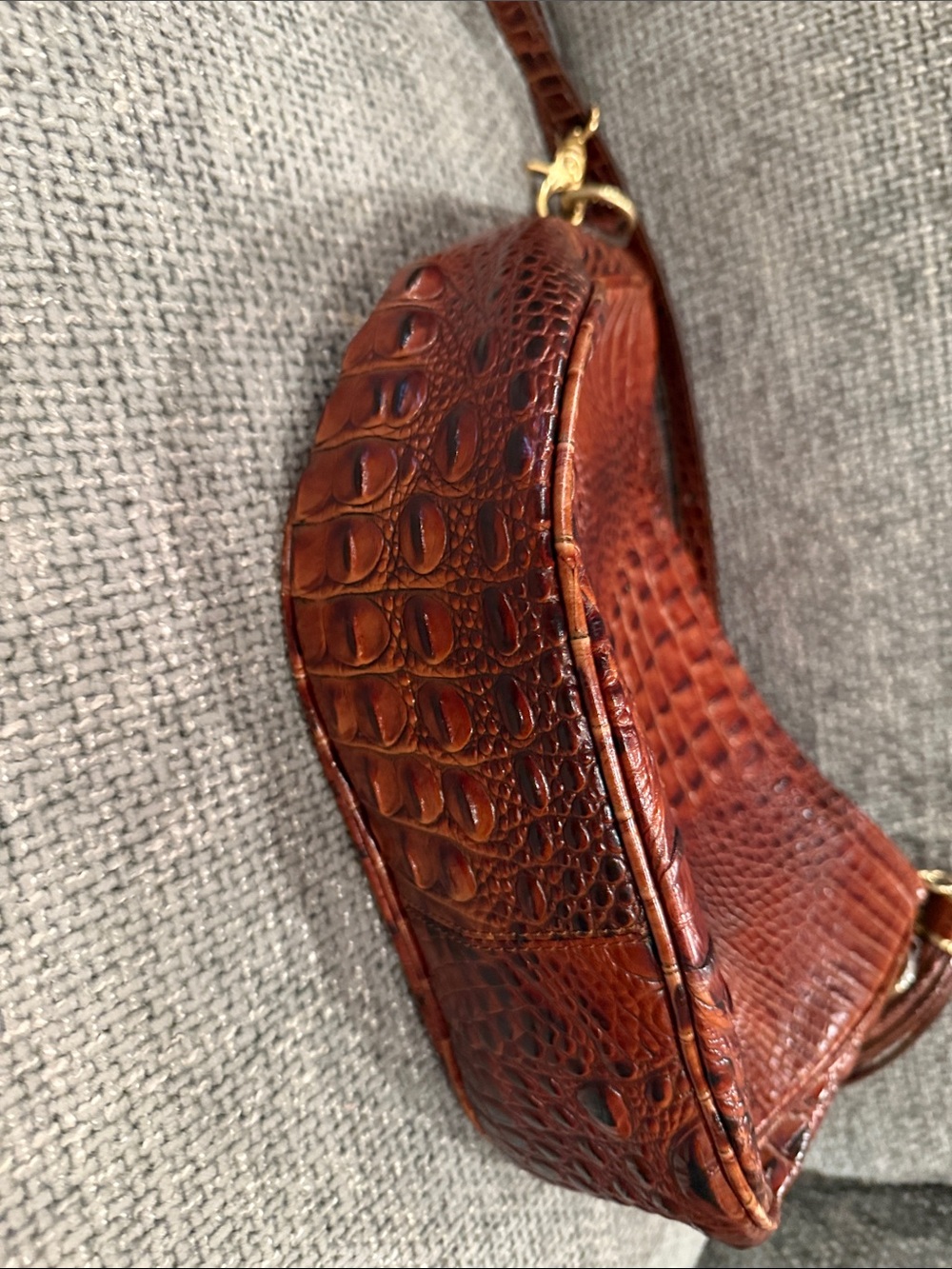 Brahmin Brown Croc-Embossed Leather Crossbody with Tassel - Picture 4 of 11